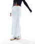 Stradivarius Petite satin maxi skirt in blue BLAU, L - фото #3