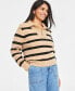 ფოტო #1 პროდუქტის Women's Striped Half-Zip Sweater, Created for Macy's