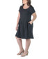 Фото #3 товара Plus Size Scoop Neck Knee Length Pocket Dress