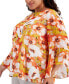 Plus Size Printed Ruffled 3/4-Sleeve Top