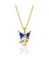 Фото #1 товара Hello Kitty sanrio Yellow Gold Flash Plated and Light Rose Crystal Kuromi Pendant - 18'' Chain, Officially Licensed Authentic