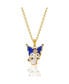 ფოტო #1 პროდუქტის Sanrio Yellow Gold Flash Plated and Light Rose Crystal Kuromi Pendant - 18'' Chain, Officially Licensed Authentic