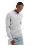 ASOS DESIGN essential muscle fit knitted rib 1/2 zip polo jumper in light grey