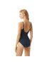 Фото #2 товара Michael Kors 293634 Women Iconic Sash Logo Trim V-Neck One-Piece Navy Size 4