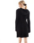 Фото #4 товара Reclaimed Vintage knitted mini dress with hood in black