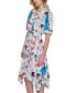 Women's Printed Bungee-Sleeve Shirt Dress