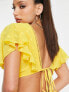 Фото #2 товара ASOS DESIGN Tall dobby tiered midi dress with lace insert and open back in yellow