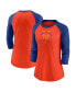 ფოტო #1 პროდუქტის Women's Orange, Royal New York Mets Next Up Tri-Blend Raglan 3/4-Sleeve T-shirt