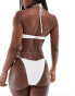 Фото #2 товара South Beach frilly crinkle upside down triangle bikini top in white