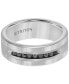 Men's Tungsten and Sterling Silver Ring, Channel-Set Black Diamond Accent Wedding Band