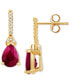 ფოტო #4 პროდუქტის Ruby (3/8 ct. t.w.) & Diamond Accent Drop Earrings in 14k Gold