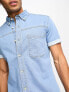 Фото #4 товара ASOS DESIGN skinny denim shirt in light washed blue