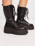 Фото #4 товара ASOS DESIGN Wide Fit Athens 3 chunky high lace up boots in black