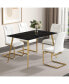 Modern Glass Table and PU Leather Chair Set
