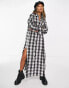 Фото #2 товара ASOS DESIGN boucle maxi shirt dress in mono check