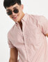 Topman short sleeve oxford shirt in pink