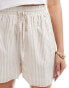 In The Style drawstring short in cream stripe