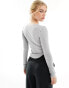 Фото #4 товара ASOS DESIGN curved hem exposed seam top in grey marl