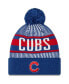 Men's Royal Chicago Cubs Striped Cuffed Knit Hat with Pom