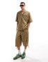 Фото #3 товара COLLUSION ripstop boxy revere shirt with contrast stitch co-ord in khaki