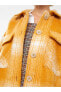Фото #4 товара Önden Düğme Kapamalı Ekose Uzun Kollu Gabardin Kadın Gömlek Ceket