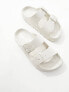 schuh Tilda double buckle slides in ecru