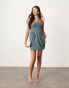 ASOS EDITION structured ruched bust corset detail mini dress in slate blue Сланцево-синий, 32 - фото #2