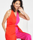 Petite Contrast Colorblocked Halter Jumpsuit, Created for Macy's