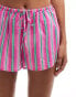 Фото #5 товара Mango striped woven shorts in pink