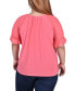 Фото #2 товара Plus Size Short Ruffle Sleeve Top with Rhinestones