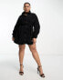 DTT Plus River cord shirt dress in black