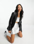 Фото #4 товара ONLY oversized faux leather blazer in black