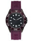 Men's Purple Silicone Strap Embossed with Steve Madden Logo Watch, 44X50mm