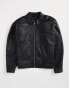 ASOS DESIGN Premium real leather harrington jacket in black