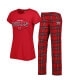 ფოტო #1 პროდუქტის Women's Red, Black Chicago Bulls Badge T-shirt and Pajama Pants Sleep Set