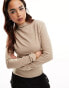 Фото #2 товара Stradivarius drape detail knitted top in beige