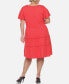 Фото #2 товара Plus Size Short Sleeve V-neck Tiered Midi Dress