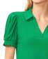 Women's Collared Split Neck Short Sleeve Knit Top