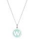 Mini Initial Pendant Necklace in Sterling Silver and Mint Enamel, 16" + 2" Extender