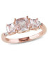 ფოტო #1 პროდუქტის Morganite (1-2/5 ct. t.w.) and Diamond Accent 3-Stone Ring in 18k Rose Gold Over Silver