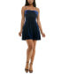 ფოტო #1 პროდუქტის Juniors' Velvet Bow Sleeveless Fit & Flare Dress