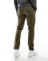 ASOS DESIGN slim washed chino in dark khaki