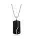 Фото #1 товара Mens Stainless Steel Black Pebbled Single CZ Dog Tag Necklace