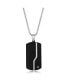 Mens Stainless Steel Black Pebbled Single CZ Dog Tag Necklace Черный, 24 Inches - фото #1