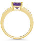 ფოტო #3 პროდუქტის Amethyst and Diamond Ring (2 ct.t.w and 1/8 ct.t.w) 14K Yellow Gold