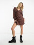 Фото #1 товара New Look button through mini tea dress in brown zebra print
