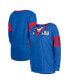 Women's Royal New York Giants Lace-Up Notch Neck Long Sleeve T-shirt