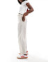 Фото #1 товара Vila linen touch pinstripe wide leg trousers in cream