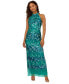 ფოტო #1 პროდუქტის Women's Embellished Mock Neck T-Back Gown