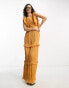 Фото #4 товара Reclaimed Vintage shirred ruffle maxi dress in spice orange